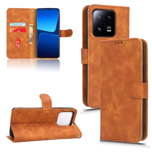 For Xiaomi 13 Pro Skin Feel Magnetic Flip Leather Phone Case(Brown)
