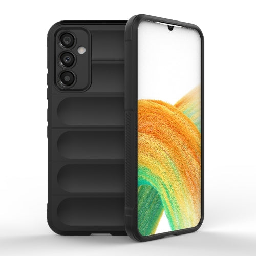 For Samsung Galaxy A34 5G Magic Shield TPU Flannel Phone Case(Black)