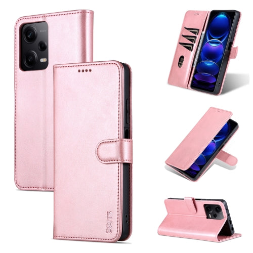 For Xiaomi Redmi Note 12 5G Global China Poco X5 AZNS Skin Feel Calf Texture Flip Leat...(Rose Gold)