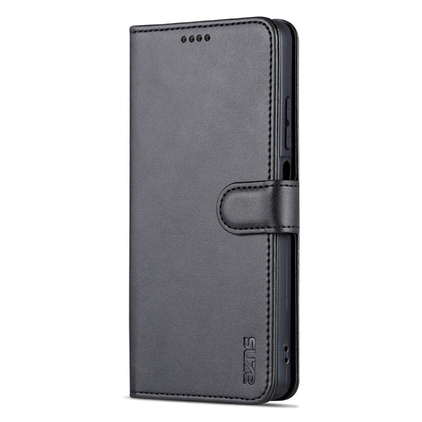 For Xiaomi Redmi Note 12 5G Global China Poco X5 AZNS Skin Feel Calf Texture Flip Leather ...(Black)