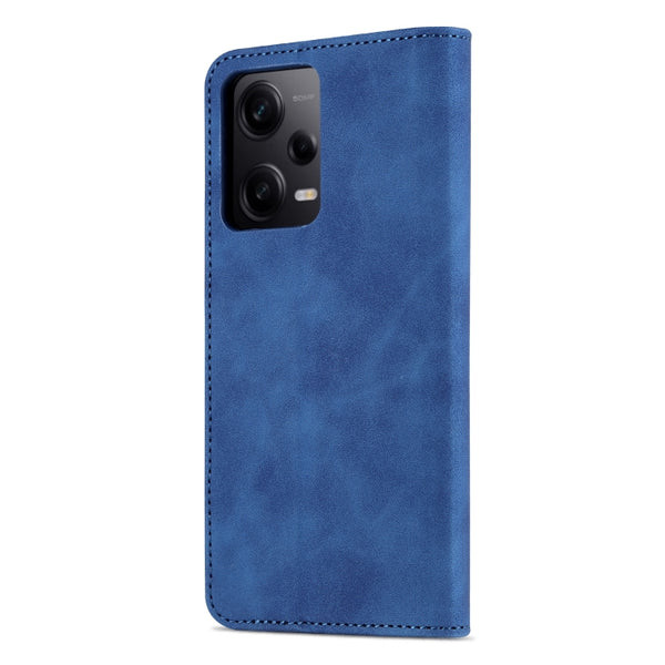 For Xiaomi Redmi Note 12 5G Global China Poco X5 AZNS Skin Feel Calf Texture Flip Leather P...(Blue)