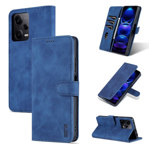 For Xiaomi Redmi Note 12 5G Global China Poco X5 AZNS Skin Feel Calf Texture Flip Leather P...(Blue)