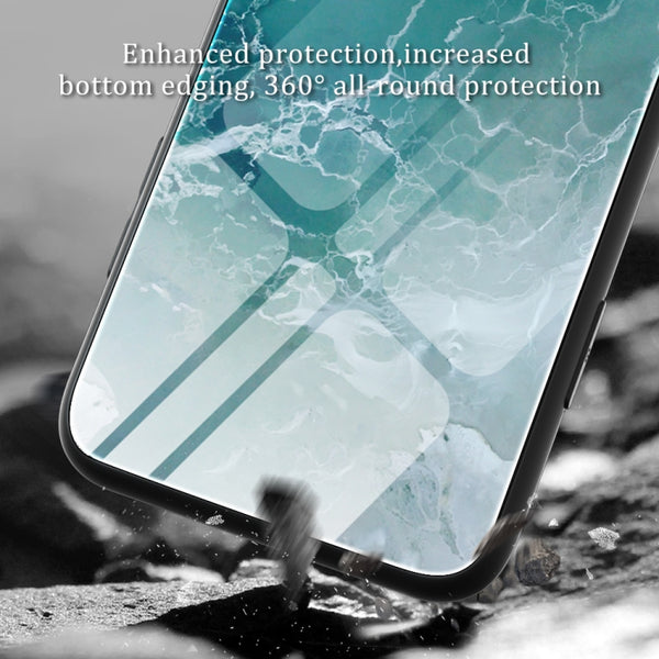 For Samsung Galaxy S23 5G Marble Pattern Glass Phone Case(Water Waves)