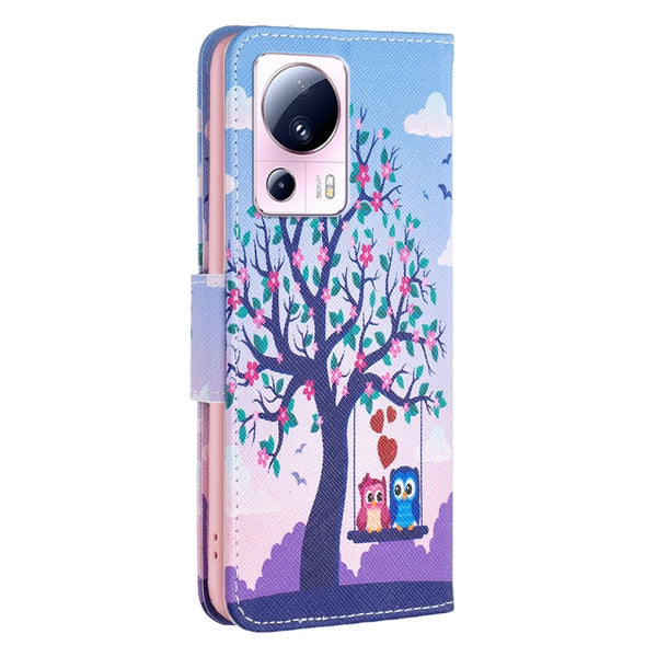 For Xiaomi 13 Lite Civi 2 Colored Drawing Leather Phone Case(Owl)
