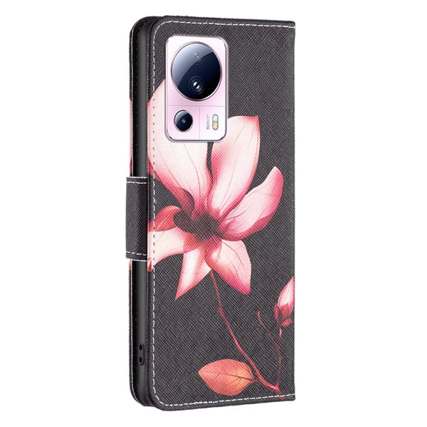 For Xiaomi 13 Lite Civi 2 Colored Drawing Leather Phone Case(Lotus)