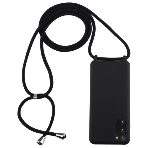 For Galaxy S20 Candy Color TPU Protective Case with Lanyard(Black)