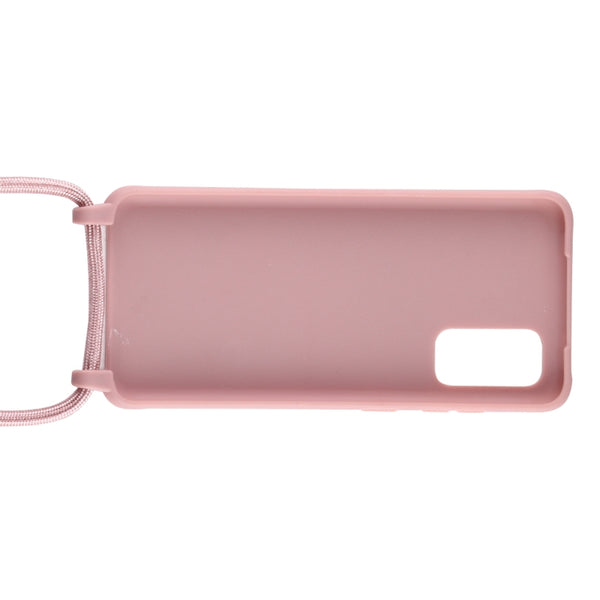 For Galaxy S20 Candy Color TPU Protective Case with Lanyard(Dark Pink)