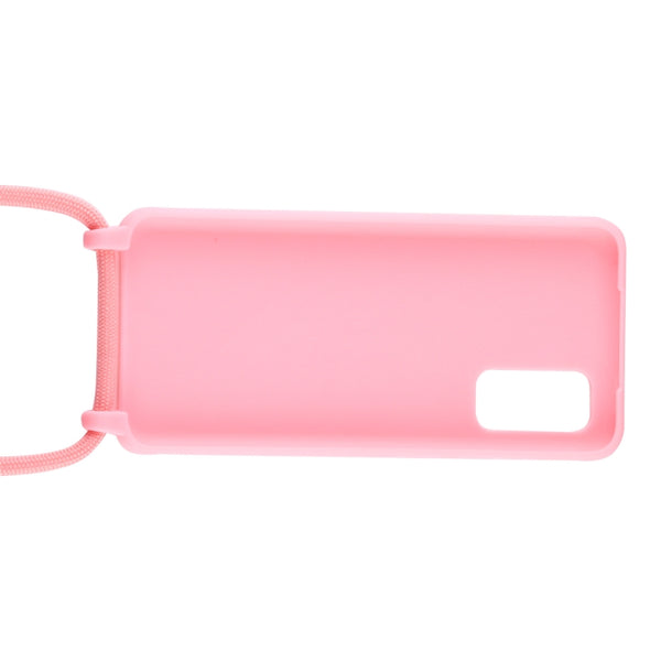 For Galaxy S20 Candy Color TPU Protective Case with Lanyard(Pink)