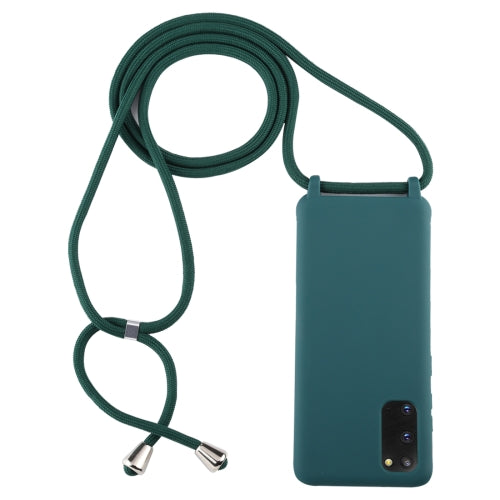 For Galaxy S20 Candy Color TPU Protective Case with Lanyard(Dark Green)