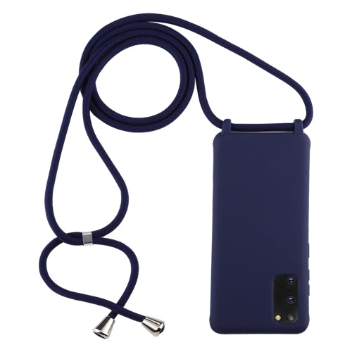 For Galaxy S20 Candy Color TPU Protective Case with Lanyard(Dark Blue)