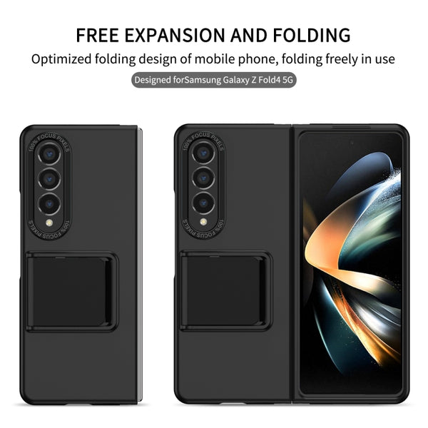 For Samsung Galaxy Z Fold4 5G Three-dimensional Folding Holder PC Phone Case(Black)