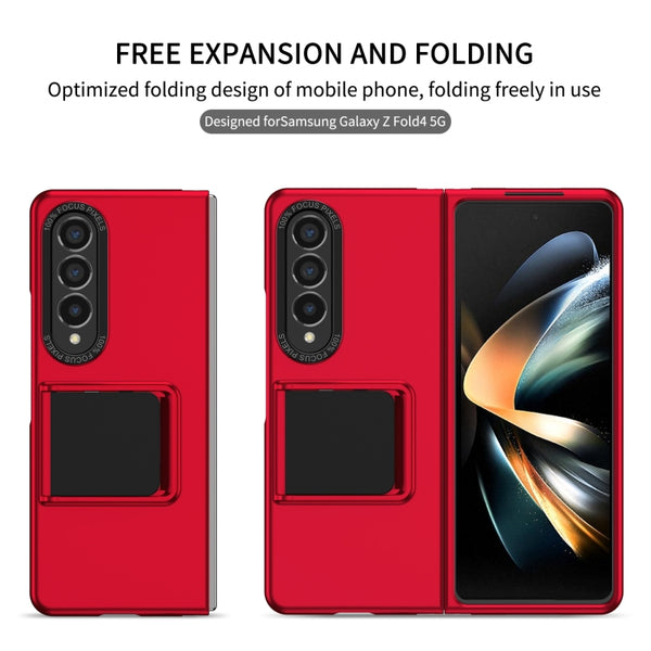 For Samsung Galaxy Z Fold4 5G Three-dimensional Folding Holder PC Phone Case(Red)