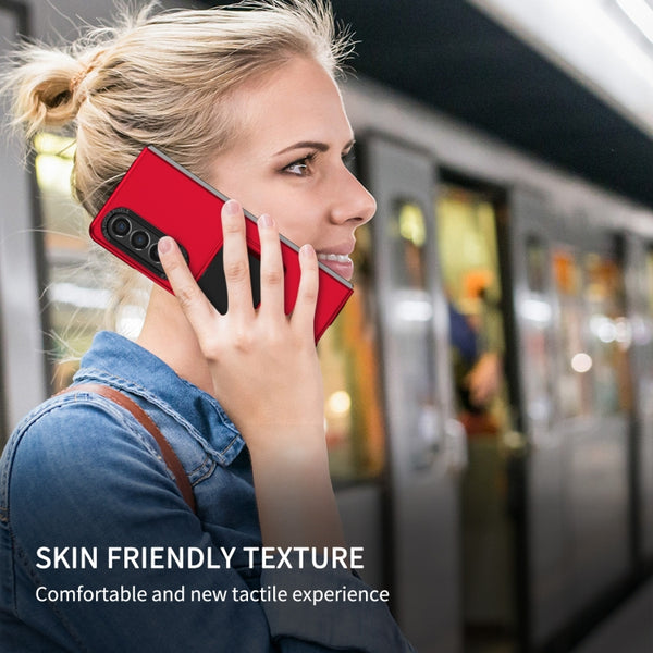 For Samsung Galaxy Z Fold4 5G Three-dimensional Folding Holder PC Phone Case(Red)