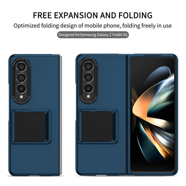 For Samsung Galaxy Z Fold4 5G Three-dimensional Folding Holder PC Phone Case(Blue)