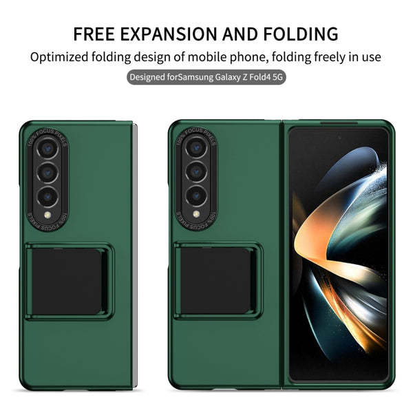 For Samsung Galaxy Z Fold4 5G Three-dimensional Folding Holder PC Phone Case(Green)