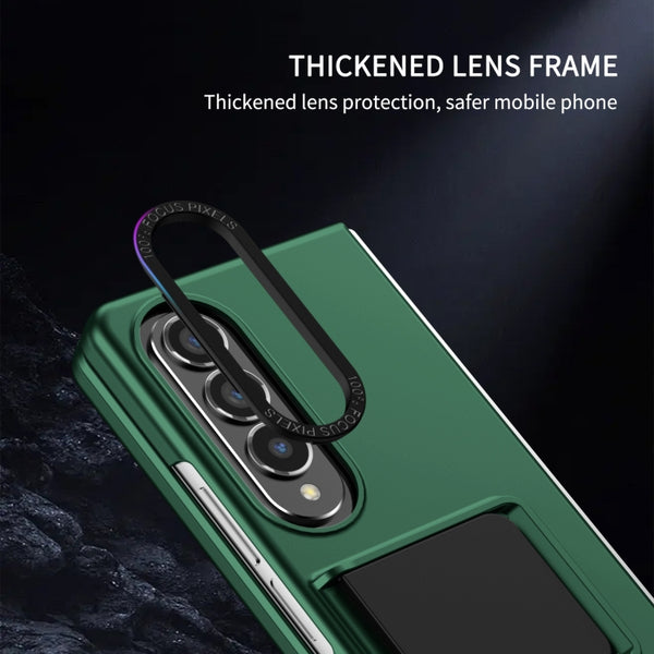 For Samsung Galaxy Z Fold4 5G Three-dimensional Folding Holder PC Phone Case(Green)