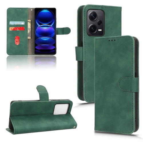 For Xiaomi Redmi Note 12 Pro 5G Skin Feel Magnetic Flip Leather Phone Case(Green)