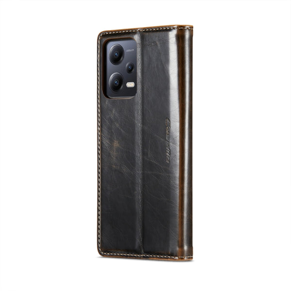 For Xiaomi Redmi Note 12 5G Poco X5 CaseMe 003 Crazy Horse Texture Leather Phone Case(Coffee)