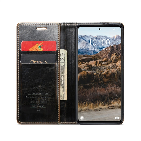 For Xiaomi Redmi Note 12 5G Poco X5 CaseMe 003 Crazy Horse Texture Leather Phone Case(Coffee)