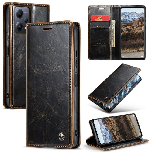 For Xiaomi Redmi Note 12 5G Poco X5 CaseMe 003 Crazy Horse Texture Leather Phone Case(Coffee)