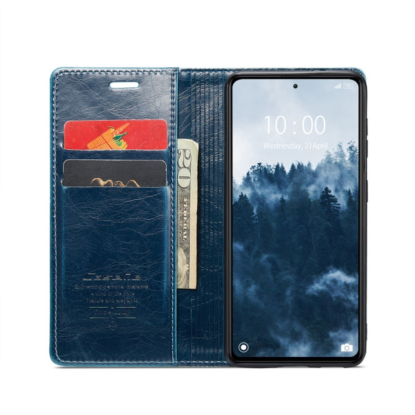 For Xiaomi Redmi Note 12 5G Poco X5 CaseMe 003 Crazy Horse Texture Leather Phone Case(Blue)