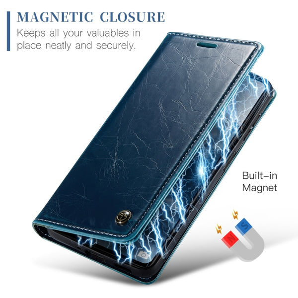 For Xiaomi Redmi Note 12 5G Poco X5 CaseMe 003 Crazy Horse Texture Leather Phone Case(Blue)