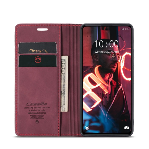 For Xiaomi Redmi Note 12 Pro 5G Poco X5 Pro CaseMe 013 Multifunctional Horizontal Flip ...(Wine Red)