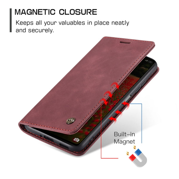 For Xiaomi Redmi Note 12 Pro 5G Poco X5 Pro CaseMe 013 Multifunctional Horizontal Flip ...(Wine Red)