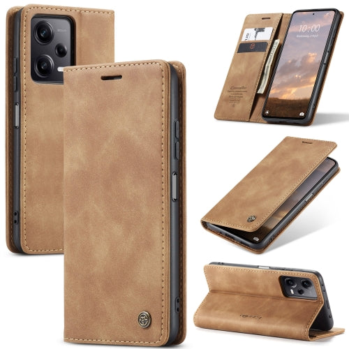 For Xiaomi Redmi Note 12 Pro 5G Poco X5 Pro CaseMe 013 Multifunctional Horizontal Flip Lea...(Brown)