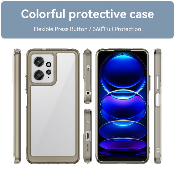 For Xiaomi Redmi Note 12 4G Global Colorful Series Acrylic TPU Phone Case(Transparent Grey)