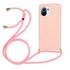 For Xiaomi Mi 11 Lite Wheat Straw Material TPU Phone Case with Lanyard(Pink)