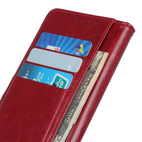 For Samsung Galaxy M14 Copper Buckle Nappa Texture Horizontal Flip Leather Phone Case(Wine Red)