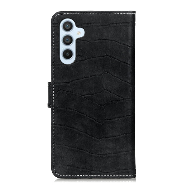 For Samsung Galaxy M14 Magnetic Crocodile Texture Horizontal Flip Leather Phone Case(Black)