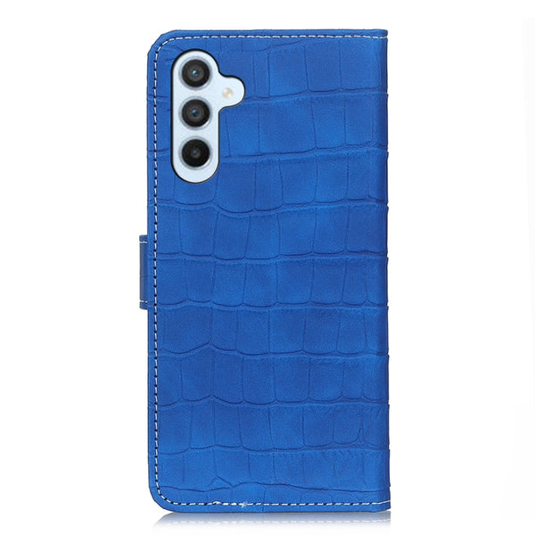 For Samsung Galaxy M14 Magnetic Crocodile Texture Horizontal Flip Leather Phone Case(Blue)