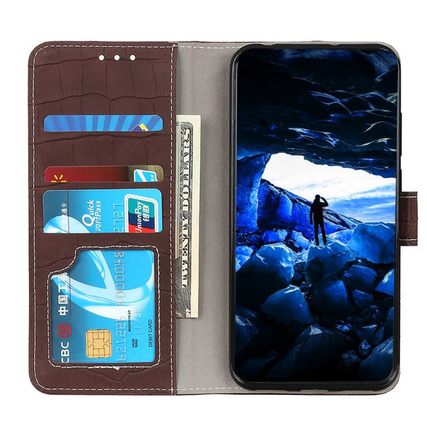 For Samsung Galaxy M14 Magnetic Crocodile Texture Horizontal Flip Leather Phone Case(Brown)