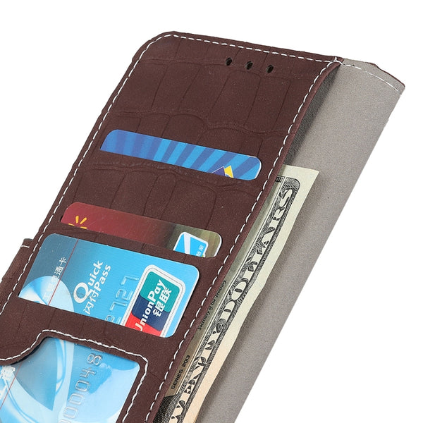 For Samsung Galaxy M14 Magnetic Crocodile Texture Horizontal Flip Leather Phone Case(Brown)