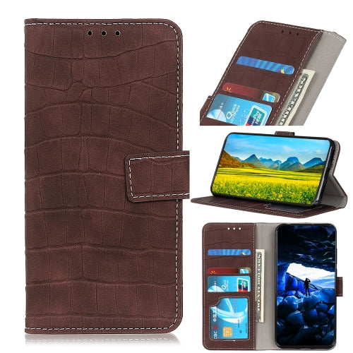 For Samsung Galaxy M14 Magnetic Crocodile Texture Horizontal Flip Leather Phone Case(Brown)