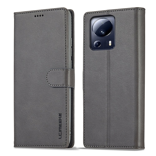 For Xiaomi 13 Lite LC.IMEEKE Calf Texture Horizontal Flip Leather Case(Grey)