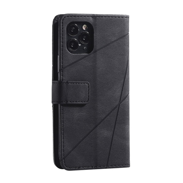 For iPhone 11 Skin Feel Splicing Horizontal Flip Leather Case with Holder & Card Slots & W...(Black)