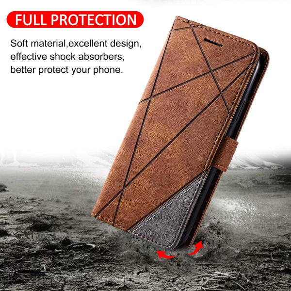 For iPhone 11 Skin Feel Splicing Horizontal Flip Leather Case with Holder & Card Slots & W...(Brown)