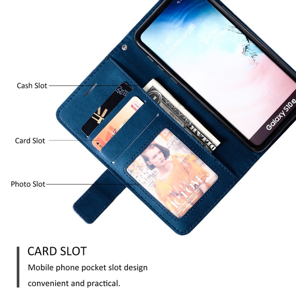 For Samsung Galaxy S10e Skin Feel Splicing Horizontal Flip Leather Case with Holder & Card ...(Blue)