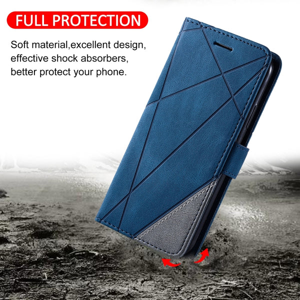 For Samsung Galaxy S10e Skin Feel Splicing Horizontal Flip Leather Case with Holder & Card ...(Blue)