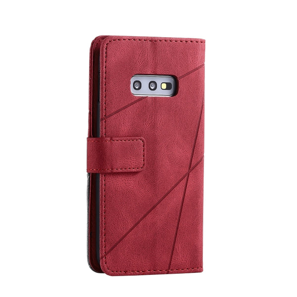 For Samsung Galaxy S10e Skin Feel Splicing Horizontal Flip Leather Case with Holder & Card S...(Red)