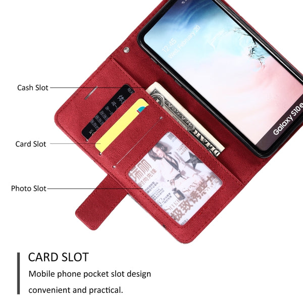 For Samsung Galaxy S10e Skin Feel Splicing Horizontal Flip Leather Case with Holder & Card S...(Red)