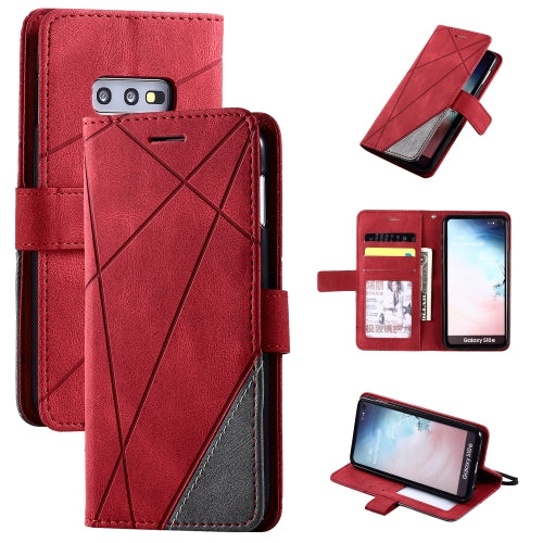 For Samsung Galaxy S10e Skin Feel Splicing Horizontal Flip Leather Case with Holder & Card S...(Red)