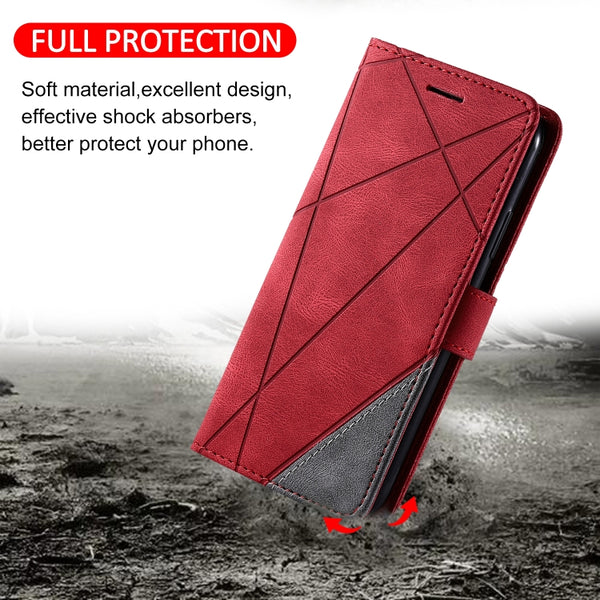 For Samsung Galaxy S10e Skin Feel Splicing Horizontal Flip Leather Case with Holder & Card S...(Red)