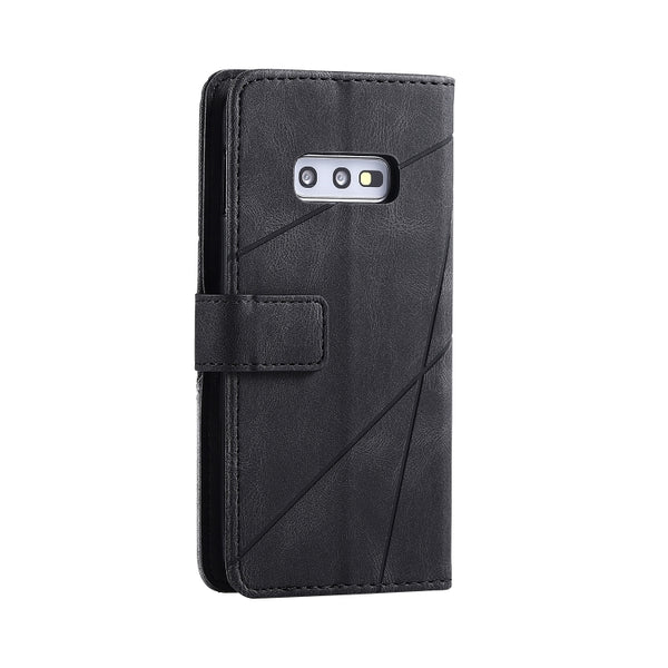 For Samsung Galaxy S10e Skin Feel Splicing Horizontal Flip Leather Case with Holder & Card...(Black)