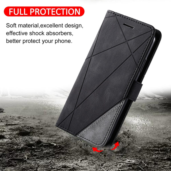 For Samsung Galaxy S10e Skin Feel Splicing Horizontal Flip Leather Case with Holder & Card...(Black)