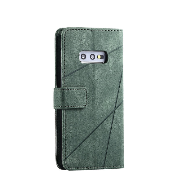 For Samsung Galaxy S10e Skin Feel Splicing Horizontal Flip Leather Case with Holder & Card...(Green)