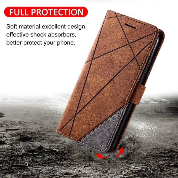 For Samsung Galaxy S10e Skin Feel Splicing Horizontal Flip Leather Case with Holder & Card...(Brown)